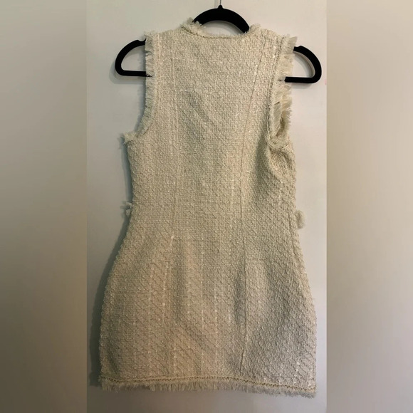 NWT Trixxi Sleeveless Bouclé Button Up Fringed 100% Polyester Mini Dress - Picture 3 of 8